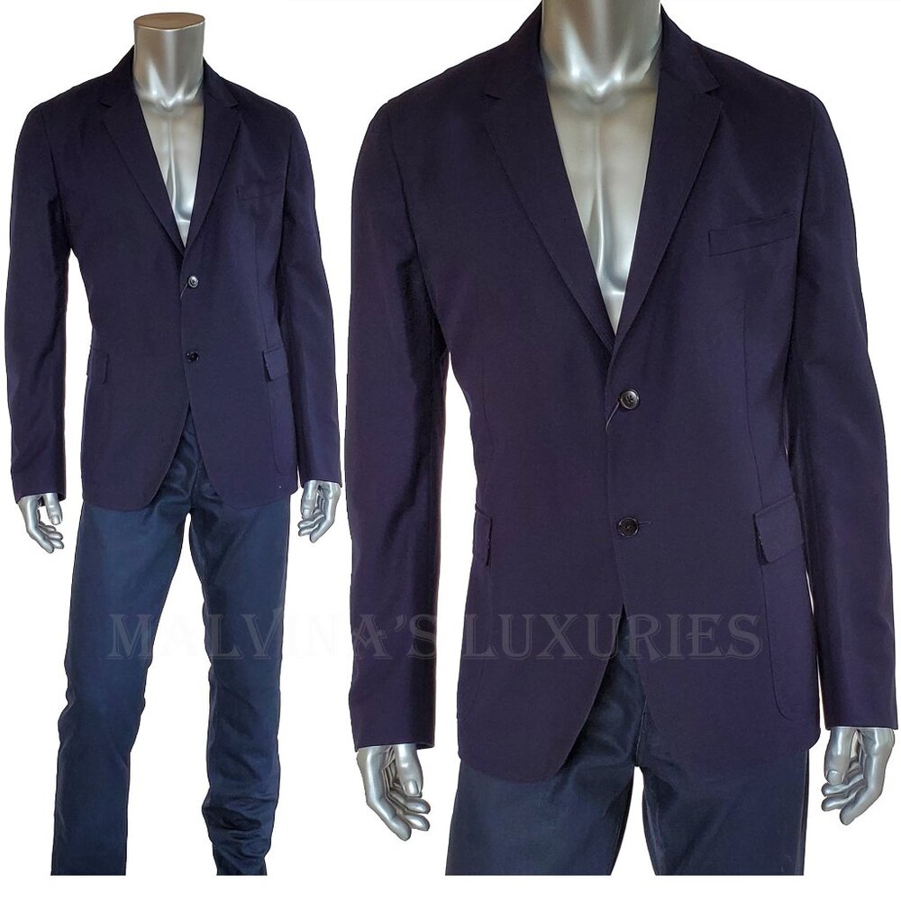 GUCCI JACKET MENS DARK BLUE COTTON CANVAS TWO BUTTON sz 58 (4XL)